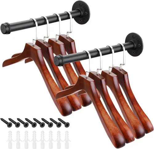 Vista 16 de Sumnacon 2 Piezas Barra de Ropa de Tubo Industrial de 5.9 Pulgadas – Perchero de Metal Rústico de Servicio Pesado con Tornillos, Soporte para Ropa