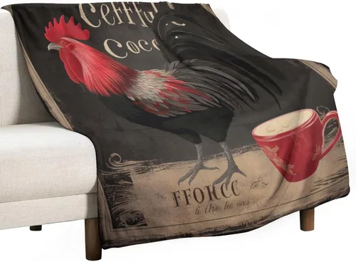 Vista 16 de Manta de microfibra suave y acogedora con diseño de gallo rústico en blanco y negro, suave y acogedora manta de microfibra para sofá, cama, oficina