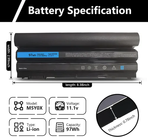 Vista 7 de 97Wh M5Y0X 9-Cell Laptop Batería para Dell Latitude E6420 E6430 E6440 E6520 E6530 E6540 E5420 E5430 E5520 E5530 Inspiron 4420 5420 54255 7420 7520