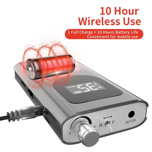 Vista 4 de Kredioo Taladro de uñas eléctrico profesional de 35000 rpm, máquina Efile portátil recargable, kit de 6 puntas para quitar uñas de gel acrílico, Gris