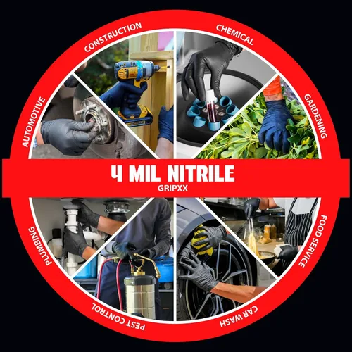 Vista 7 de London Labs Guantes desechables de nitrilo negro, sin látex y sin polvo, guantes de goma de 4 mil, para limpieza, cocina, mecánicos (XS-XXL)