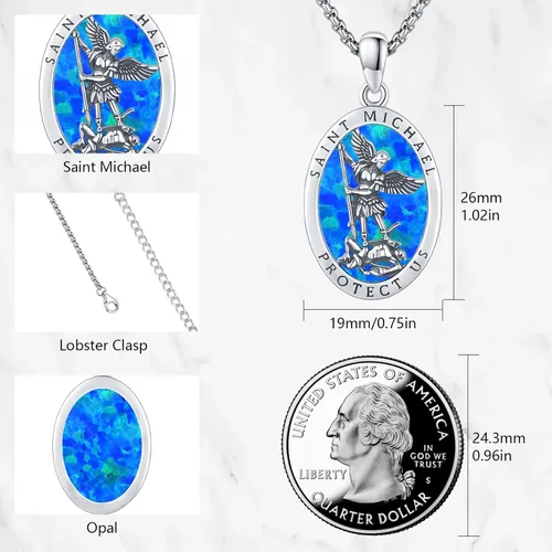 Vista 5 de Collar con colgante de San MiguelSan CristóperSan SebastiánGuadalupeÁngel de la GuardaSanta MuerteJudeJoseph para hombres y mujeres, plata de ley