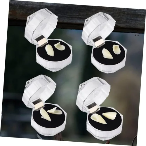 Vista 4 de EXCEART 4 pares de colmillos falsos de vampiro para cosplay, dientes falsos simulados, colmillos realistas, dientes de hombre lobo, colmillos