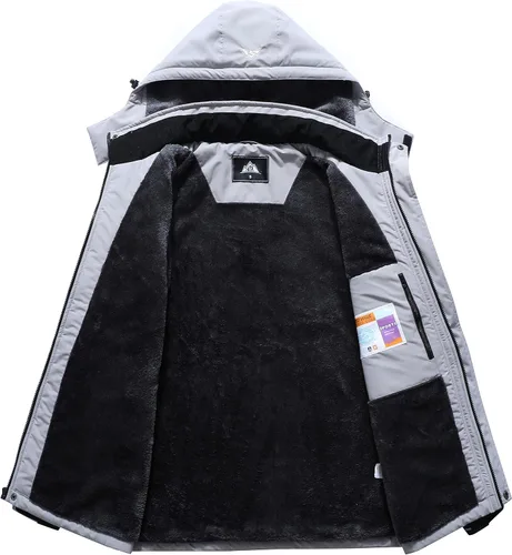 Vista 3 de Chaqueta de esquí impermeable para hombre, resistente al viento, cortavientos, abrigo de nieve cálido con capucha