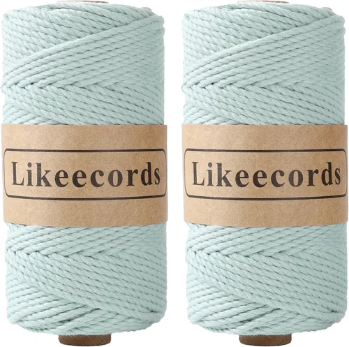 Vista 30 de Likeecords Cordón de algodón para macramé de 3mm x 100 metros, hilo torcido de 3 hebras, cuerda de macramé, hilo de algodón para macramé, cuerda