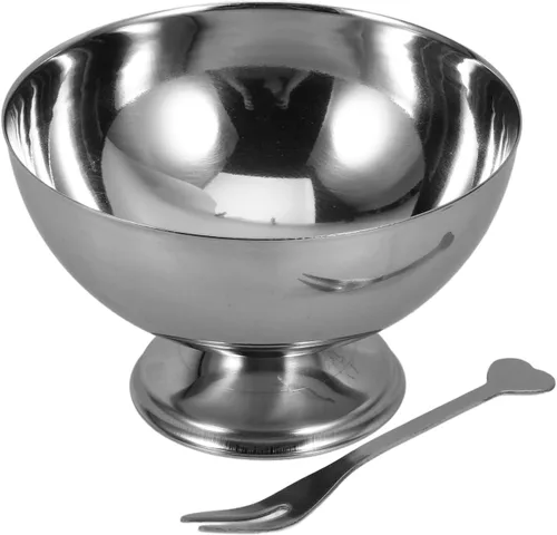 Vista 10 de Cabilock Taza de ensalada de acero inoxidable de 3.62 x 3.62 x 2.36 pulgadas, cuenco de postre para helado, refrigerios de frutas, dulces, Sundae