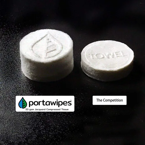 Vista 3 de Portawipes Coin Tissus, paquete de 50 con 5 estuches de transporte, tabletas de papel higiénico, toallas comprimidas, toallitas expandibles, suaves