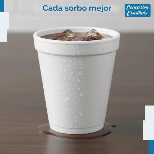 Vista 5 de Concession Essentials Vasos de espuma, desechables para bebidas calientes y frías, tazas aisladas para llevar, 8 onzas, fabricadas en Estados