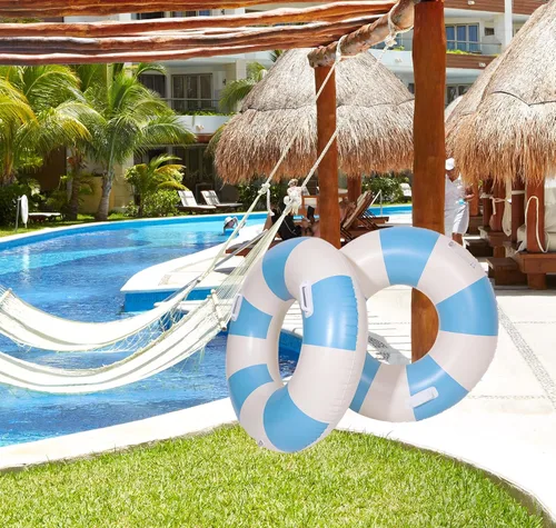 Vista 8 de Flotadores inflables de piscina para adultos, flotadores inflables para anillo de natación para adultos, balsa de piscina inflable para verano