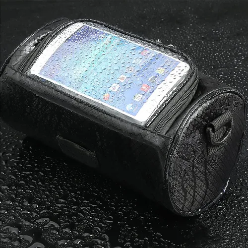 Vista 2 de Bolsa para Manillar de Bicicleta, Bolsa de Almacenamiento Frontal Impermeable, Accesorios de Soporte de Teléfono para Bicicleta, Funda Transparente