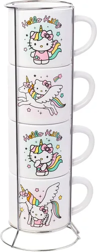 Vista 18 de Silver Buffalo Care Bears - Juego de tazas de cerámica con logotipo de corazón arcoíris, 4 unidades, 10 onzas