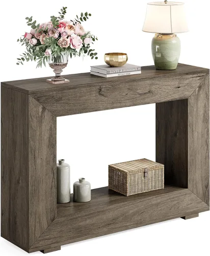 Vista 8 de LITTLE TREE - Mesa de consola de 47 pulgadas, mesa de sofá con almacenamiento, mesa moderna de entrada para pasillo, mesa estrecha y larga