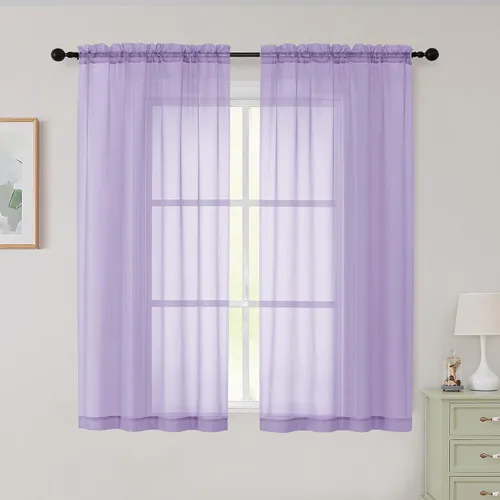 Vista 234 de 2 paneles de cortinas traslúcidas blancas para dormitorio, sala de estar, 96 pulgadas de largo, modernas, suaves, ligeras, con bolsillo para barra