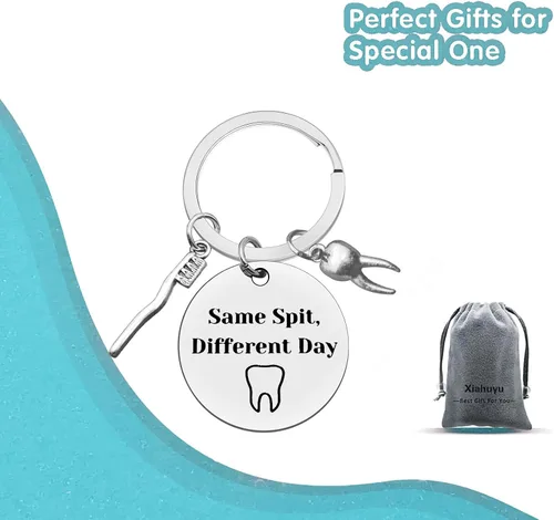 Vista 7 de Xiahuyu Regalos para dentistas para mujeres y hombres, regalo de higienista dental, llavero de día diferente, regalo de asistente dental, regalo