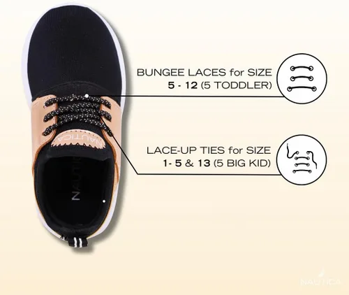 Vista 3 de Nautica - Tenis modernos y con detalles metálicos para niñas, zapato deportivo para correr con cordones I kappil I (niña grande, niña pequeña, niña)