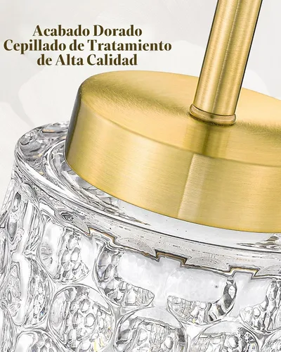 Vista 2 de FEMILA Lámpara Colgante Dorada, Accesorios de Iluminación Colgante de 4", Iluminación para Isla de Cocina, Vidrio Martilleado, Base E26, 4FY86MIL BG