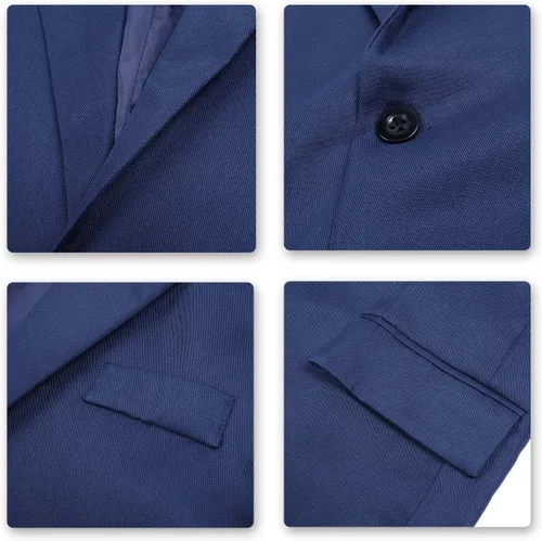 Vista 20 de YUNCLOS Chaqueta blazer casual de 1 botón con solapa con muescas para hombre