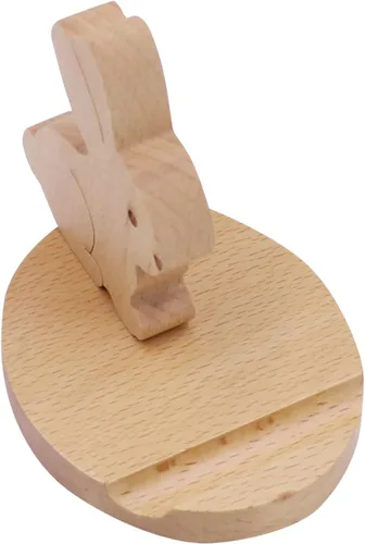 Vista 4 de Lindo conejito soporte de teléfono celular soporte de madera animal universal teléfono celular soporte de escritorio para todos los teléfonos