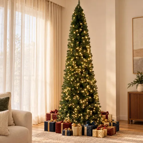 Vista 34 de Naomi Home - Árbol de Navidad realista preiluminado de 6.5 pies, 400 luces Con bisagras