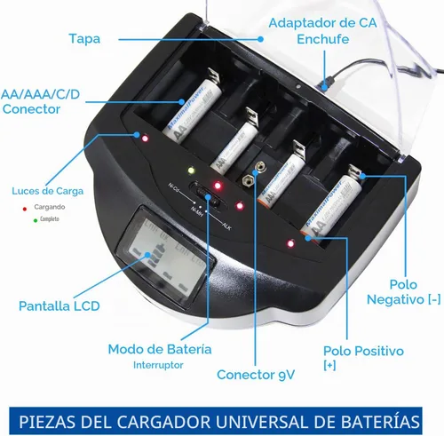 Vista 3 de MaximalPower cargador de batería recargable ultra rápido para 8 baterías AA/AAA Ni-Mh/Ni-Cd FC999 Negro