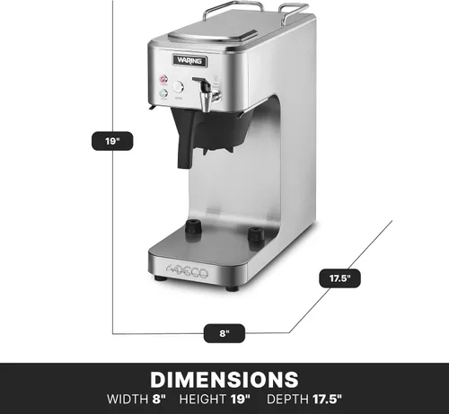 Vista 3 de Waring WCM60PT Café Deco - Cafetera automática o térmica para verter sobre la jarra térmica, construcción de acero inoxidable, grifo de agua