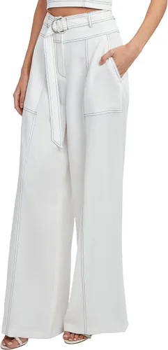 Vista 2 de BCBGMAXAZRIA Pantalón relajado de pierna ancha con bolsillo para mujer