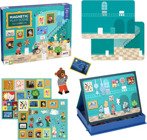 Vista 11 de Petit Collage Escena de Juego del Espacio Exterior, Piezas Magnéticas para Mezclar y Combinar, Edades 3+, 2 Escenas y 54 Piezas