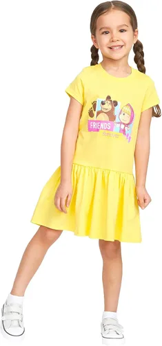 Vista 7 de Masha and the Bear Friends Forever - Vestido estampado con cintura elástica cómoda, lavable a máquina