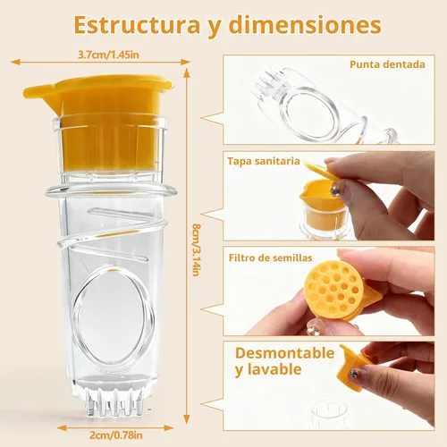 Vista 2 de Exprimidor de limón manual de 2 piezas, extractor de jugo de lima