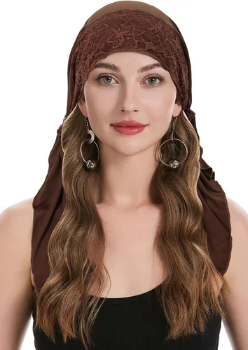 Vista 28 de ZLYC Gorro de quimioterapia para la cabeza preatado, gorro ligero para Verde (Lace Green)