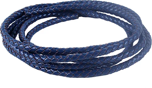 Vista 17 de 2 yardas 8.0mm Cordón redondo de cuero trenzado auténtico marrón antiguo para corbata de bolo