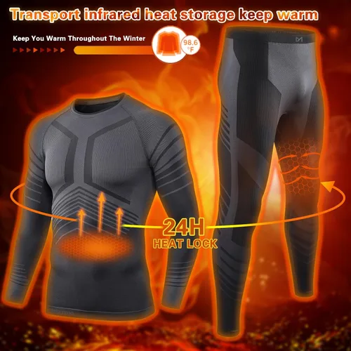 Vista 2 de MEETYOO Conjunto de ropa interior térmica para hombre Sport Long Johns Base Layer