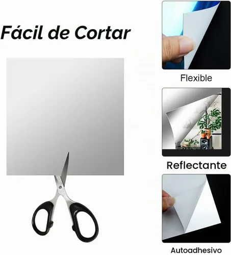 Vista 5 de Fantasyon 10 hojas de espejo flexibles, autoadhesivas, azulejos decorativos de plástico sin vidrio, calcomanías de espejo para escuela, educación