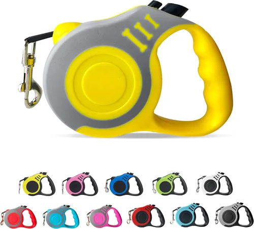 Vista 41 de Correa retráctil para perros pequeños y medianos, automática, telescópica, cinta para mascotas de 10/16 pies, duradera y práctica, con asa A1- rosa