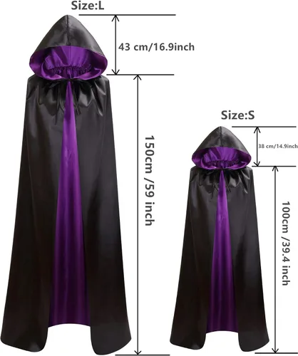 Vista 2 de Makroyl Capa reversible unisex con capucha para Navidad, Halloween, fiesta, vampiros, disfraces de cosplay