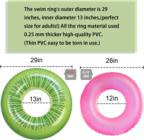 Vista 7 de FindUWill Paquete de 6 flotadores de piscina para niños, anillos de natación para piscina (paquete de 4) – 4 flotadores grandes inflables para playa