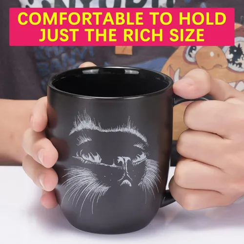 Vista 5 de Taza de café de cerámica con diseño de gato de 14 onzas, regalo para amantes de los gatos, regalos personalizados para inauguración de la casa