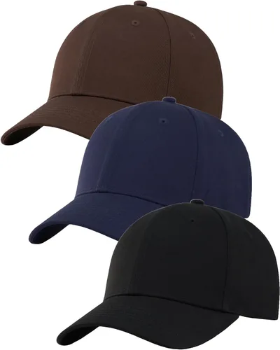 Vista 19 de Paquete de 3 gorras de béisbol de algodón liso con correa trasera, ajustables, de perfil bajo, para hombres y mujeres 3 Negro