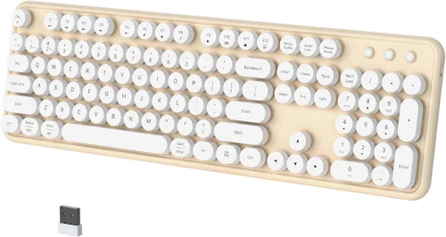 Vista 9 de Teclado Bluetooth inalámbrico colorido (negro-marrón) Conecta hasta 3 dispositivos simultáneamente, teclado Bluetooth de 2.4 GHz y modo dual