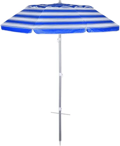 Vista 14 de Sombrilla de playa con anclaje de arena y bolsa de transporte, sombrilla de playa de 6.5 pies con altura de poste ajustable de inclinación, ideal