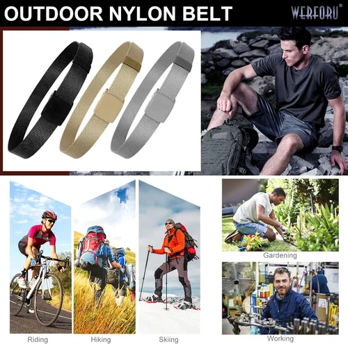 Vista 7 de WERFORU Cinturón de nailon para hombre, cinturón táctico militar, correa de lona para exteriores con hebilla de plástico