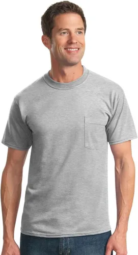 Vista 6 de Jerzees Camiseta pesada con cuello redondo y bolsillo en el pecho para hombre