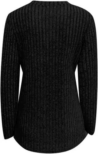 Vista 2 de Camiseta de manga larga para mujer, cuello en V, blusas casuales de color sólido