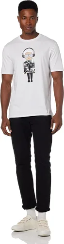 Vista 4 de Karl Lagerfeld Paris Reflective T, Karl Character with Headphones Short Sleeve Crew Neck Mens Shirt
