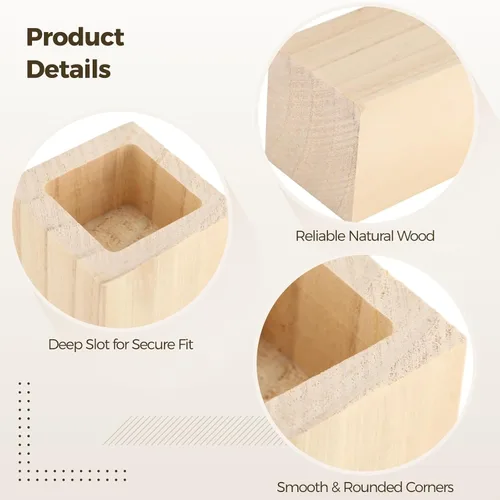 Vista 3 de 4 Pcs Bed Risers, 4 in Wooden Furniture Risers Blocks, Heavy-Duty Lifters for Couch Chair Cabinet Dresser, Bed Frame Risers for Added Height, Slot
