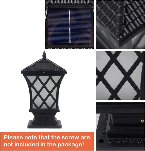 Vista 6 de Kendal Lámpara solar grande para exteriores con tapa LED, resistente al agua (paquete de 2)