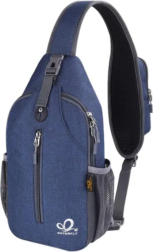 Vista 81 de Waterfly - Mochila cruzada tipo bandolera para viajes y caminatas, bolsa de pecho, Gris, talla única