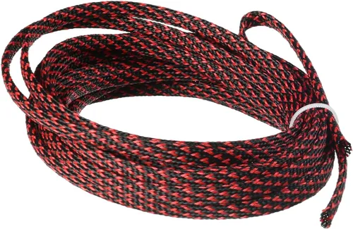Vista 12 de Bettomshin 1 funda de organización de cables de 3.28 pies (3.3 ft), protector de cable PET negro y rojo, protector de cable PET de 0.98 pulgadas