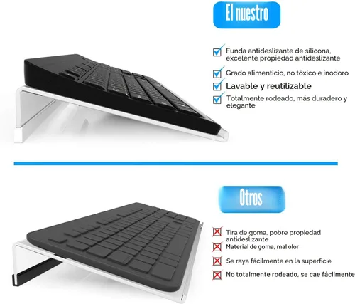 Vista 3 de Richboom - Soporte para teclado de computadora de acrílico transparente, inclinado, para escritura ergonómica fácil, versión mejorada, soporte