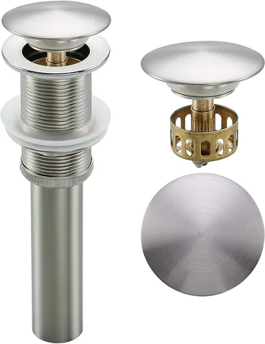 Vista 16 de Desagüe desplegable para lavabo de baño con desbordamiento, tapón de tocador de lavabo dorado oscuro cepillado, tapón de estilo rebote de latón